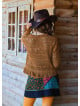 Crew Neck Tasseled Brown Winter Blouse 4742