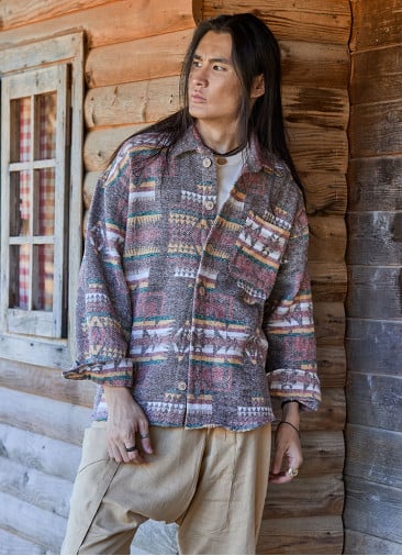 Loose Cut Long Sleeve Brown Authentic Mens Shirt 4772