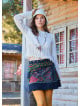 Crew Neck Side Slit Ecru Winter Blouse 4753