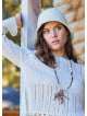 Crew Neck Side Slit Ecru Winter Blouse 4753