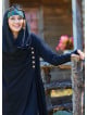 Hooded Black Bohemian Cardigan with Thumbhole Button Detail 4693