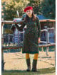 Grandad Collar Elastic Waist Lace Green Floral Dress 4730