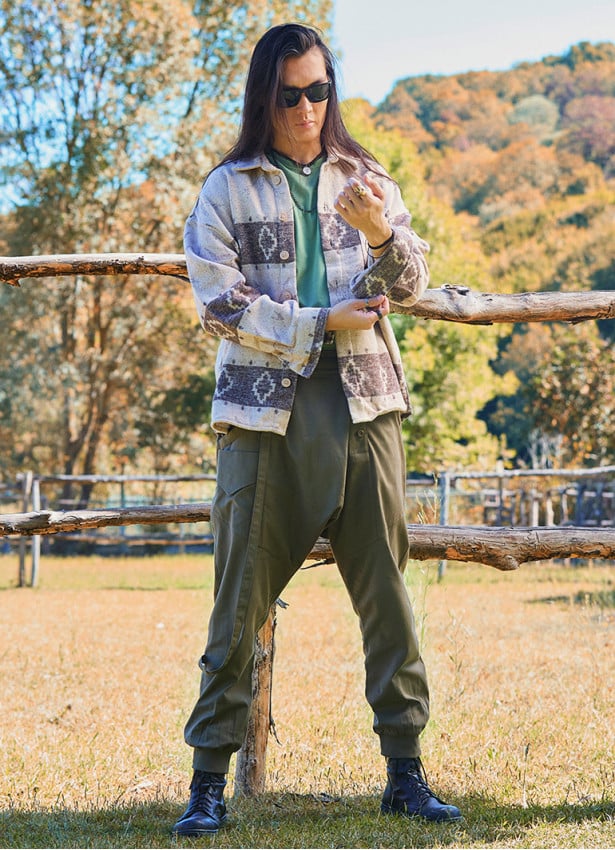 Rope Detailed Buttoned Elastic Waist Mens Earth Trousers 4780
