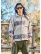 Relaxed Cut Long Sleeve Coffee Patterned Mens Shirt 4766