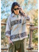 Relaxed Cut Long Sleeve Coffee Patterned Mens Shirt 4766