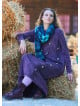 Crew Neck Button Detailed Plum Long Sleeve Dress 4761