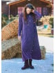Crew Neck Button Detailed Plum Long Sleeve Dress 4761