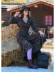 V Neck Flounced Detailed Khaki Winter Dress 4699