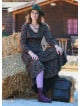 V Neck Flounced Detailed Khaki Winter Dress 4699