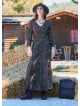 V Neck Flounced Detailed Khaki Winter Dress 4699