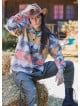Relaxed Cut Long Sleeve Orange Patterned Mens Shirt 4765