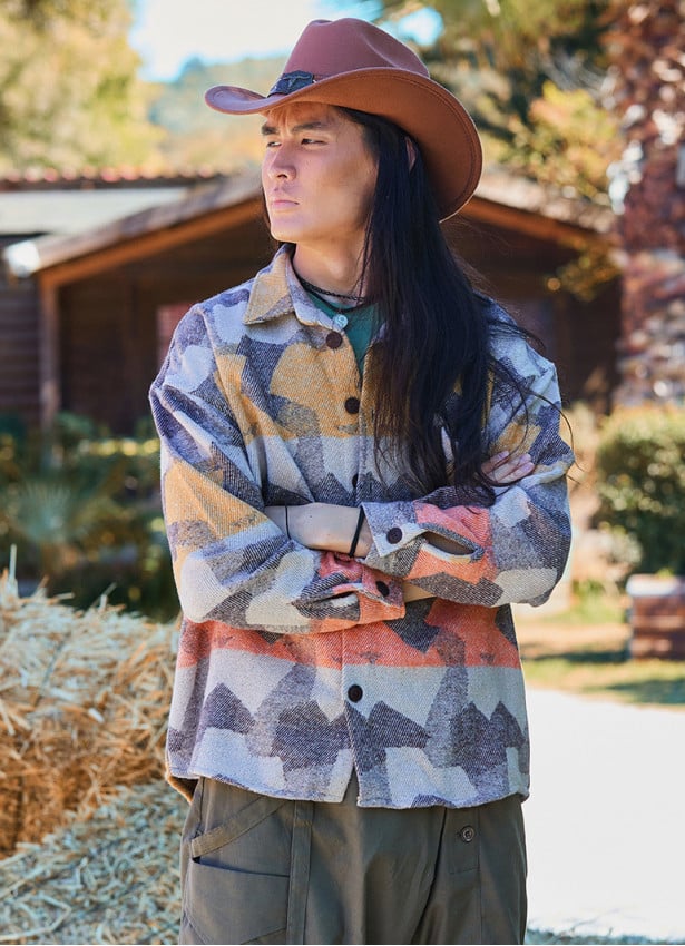 Relaxed Cut Long Sleeve Orange Patterned Mens Shirt 4765