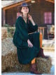 V Neck Elastic Sleeve Button Detailed Green Winter Dress 4711