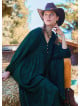 V Neck Elastic Sleeve Button Detailed Green Winter Dress 4711