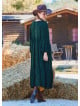 V Neck Elastic Sleeve Button Detailed Green Winter Dress 4711