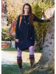 Crew Neck Pocket Finger Strap Black Winter Dress 4737