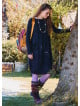 Crew Neck Pocket Finger Strap Black Winter Dress 4737