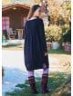 Crew Neck Pocket Finger Strap Black Winter Dress 4737
