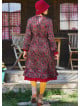Button Detailed Lace Red Shawl Patterned Winter Dress 4733