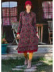 Button Detailed Lace Red Shawl Patterned Winter Dress 4733