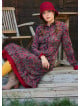 Button Detailed Lace Red Shawl Patterned Winter Dress 4733