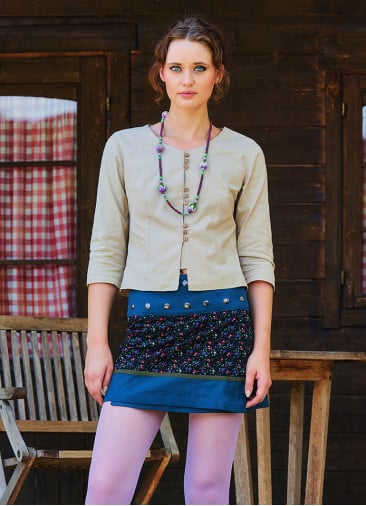 Snap Closure Patchwork Wrapped Floral Skirt 4670