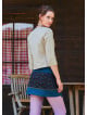 Crew Neck Half Sleeve Button Detailed Cream Winter Blouse 4785