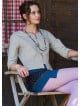 Crew Neck Half Sleeve Button Detailed Cream Winter Blouse 4785