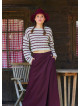 Crew Neck Above Waist Burgundy Striped Womens Sweater 4747