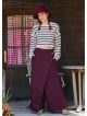 Wrapped Asymmetric Cut Button Detailed Red Women's Bohemian Trousers 4705