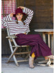 Crew Neck Above Waist Burgundy Striped Womens Sweater 4747