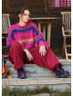 Burgundy Womens Winter Trousers with Elastic Waist and Pockets 4754
