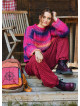 Burgundy Womens Winter Trousers with Elastic Waist and Pockets 4754