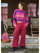 Burgundy Womens Winter Trousers with Elastic Waist and Pockets 4754