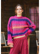 Crew Neck Bohemian Style Fuchsia Womens Sweater 4749