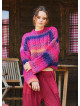 Crew Neck Bohemian Style Fuchsia Womens Sweater 4749