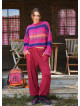 Burgundy Womens Winter Trousers with Elastic Waist and Pockets 4754