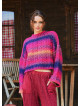 Crew Neck Bohemian Style Fuchsia Womens Sweater 4749