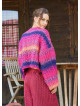 Crew Neck Bohemian Style Fuchsia Womens Sweater 4749