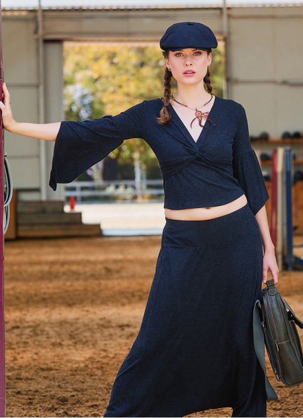 Double Breasted Half Sleeve Black Winter Blouse 4723