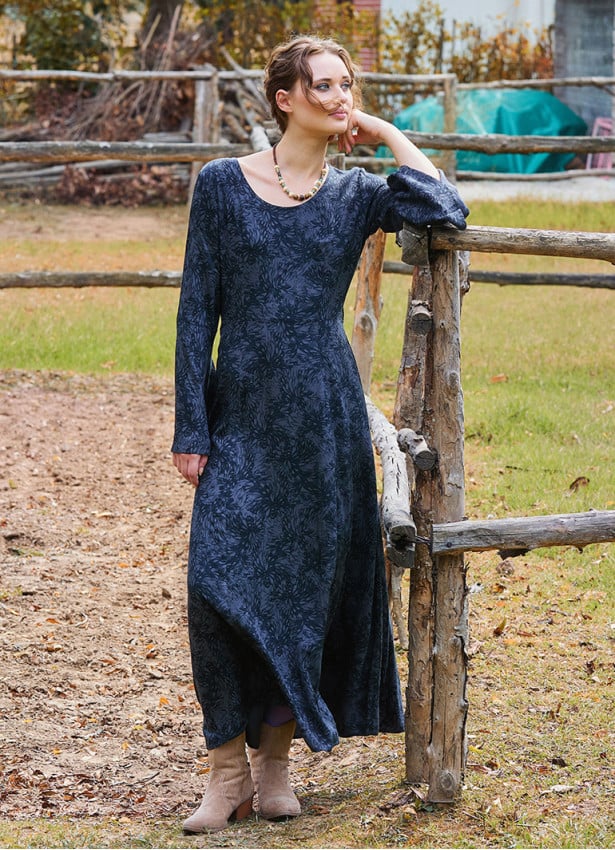 Boat Neck Tied Waist Spanish Sleeve Anthracite Winter Dress 4710