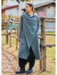 Hooded Gray Bohemian Cardigan with Thumbhole Button Detail 4695