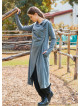 Hooded Gray Bohemian Cardigan with Thumbhole Button Detail 4695