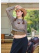 Elastic Waist Laced Brown Womens Knitwear 4751