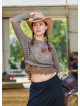 Elastic Waist Laced Brown Womens Knitwear 4751