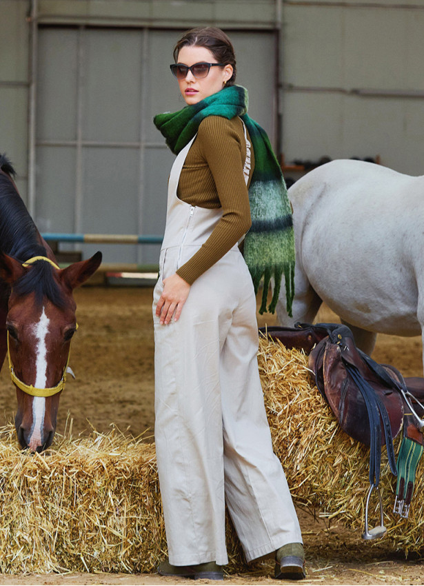 Zipper Detailed Pocket Cream Womens Summer Jumpsuit 4681