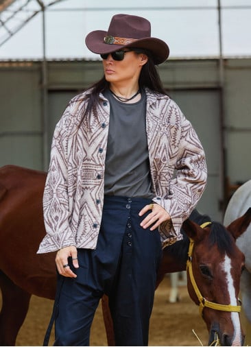 Relaxed Cut Long Sleeve Beige Mens Shirt 4770