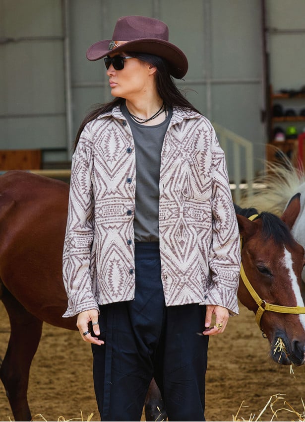 Relaxed Cut Long Sleeve Beige Mens Shirt 4770