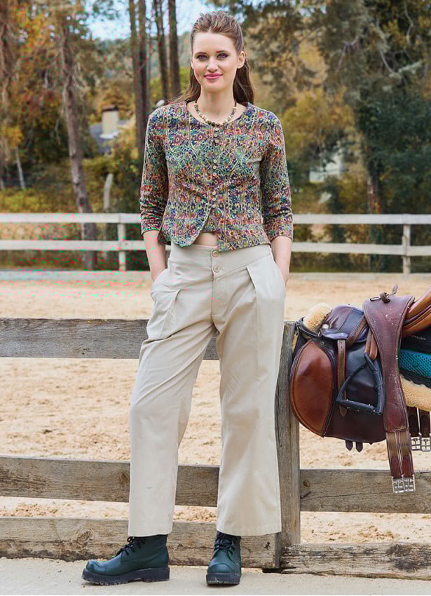 Pleated Bias Cut Buttoned Cream Bohemian Trousers 4465