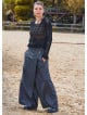 Gray Women's Bohemian Trousers with Pockets and Asymmetrical Cut and Button Detail 4706